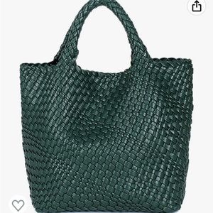 Forest Green Jinmanxue hand woven leather smelling tote and wristlet